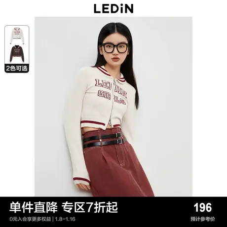 乐町新品学院风短款小上衣秋季新款女装毛衣外套美式针织开衫商品大图