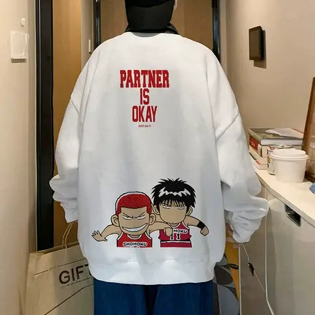 港风日系流川枫卫衣男ins潮流秋冬季打底衫潮牌无帽外套宽松百搭图片