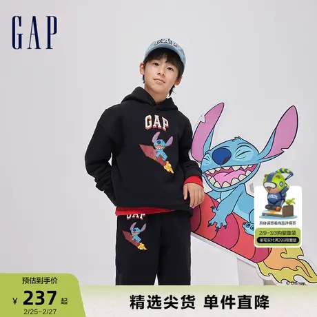 【史迪奇联名】Gap男女童春季2024新年款抓绒保暖连帽卫衣870728商品大图