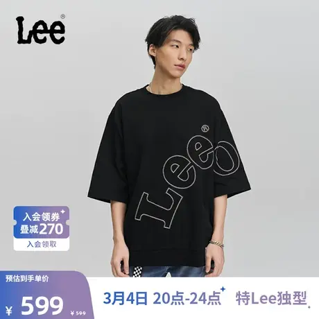 Lee商场同款24早春新品舒适圆领大Logo黑色男短袖T恤LMT007462203图片