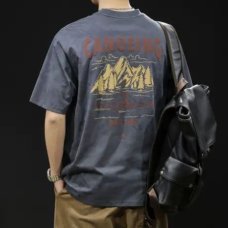 爆款印花短袖t恤男士夏季2024新款宽松大码潮牌男款衣服男装体恤商品大图