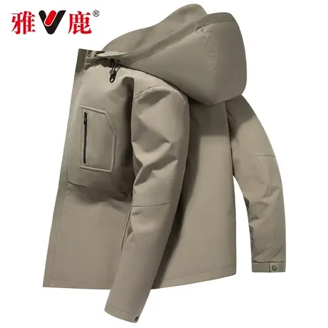 雅鹿夹克男2024春季新款休闲连帽上衣茄克衫春秋装外套秋冬季衣服商品大图