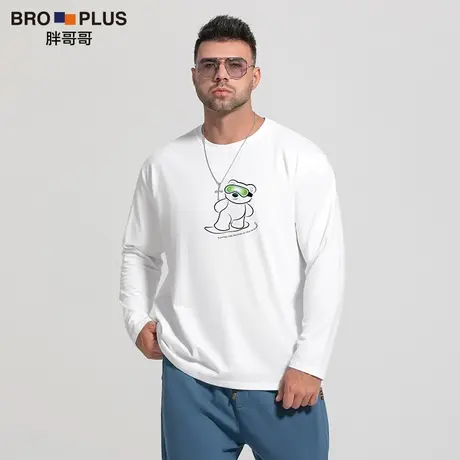 胖哥哥大码长袖T恤男卡通熊青春时尚运动打底衫加肥加大秋季款潮图片