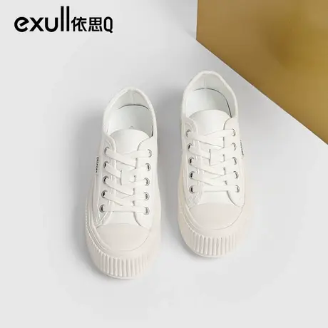 依思q厚底小白鞋女百搭2024新款春季帆布鞋女增高运动休闲鞋子女图片