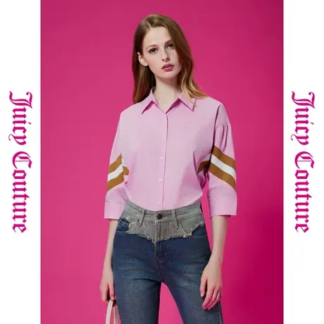 Juicy Couture橘滋秋季装女女装年新款恋粉之心刺绣撞色衬衫商品大图