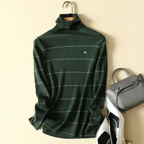 2023秋冬新款修身长袖堆堆高领针织打底衫女紧身毛衣女内搭上衣潮商品大图