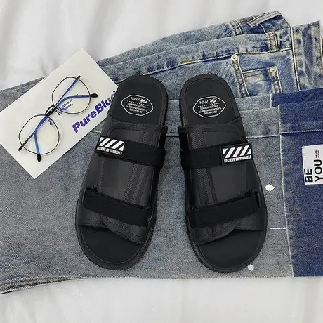 拖鞋男士潮流夏季休闲透气户外沙滩鞋男款韩版外穿时尚防滑凉拖鞋商品大图