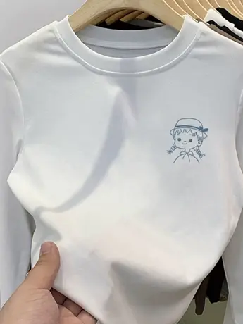 初秋白色纯棉长袖t恤女2023新款冬季加绒洋气内搭打底衫德绒上衣商品大图