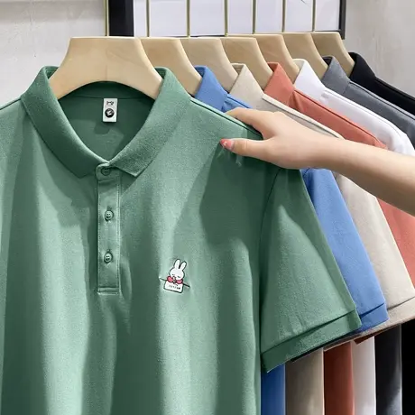 夏季翻领短袖t恤男士新款趣味卡通刺绣韩版修身帅气POLO衫半袖潮商品大图