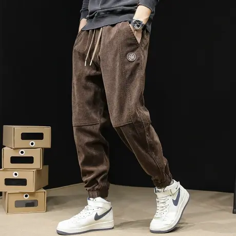 秋冬款休闲裤男秋季束脚2023新款大码男士哈伦运动裤子灯芯绒春秋商品大图
