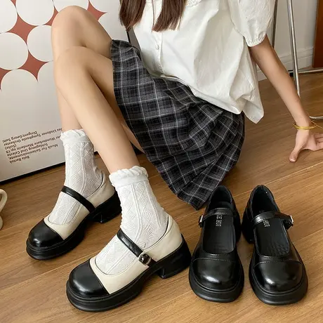 玛丽珍小皮鞋女仙女温柔搭配裙子2023春秋新款法式小香风乐福单鞋商品大图
