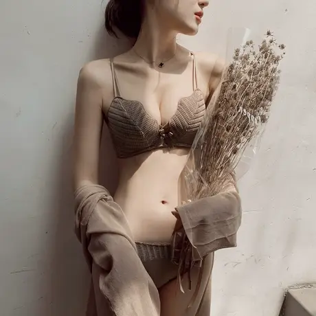 云朵软杯】内衣小胸聚拢女性感无钢圈上托美背春夏新款薄文胸套装图片