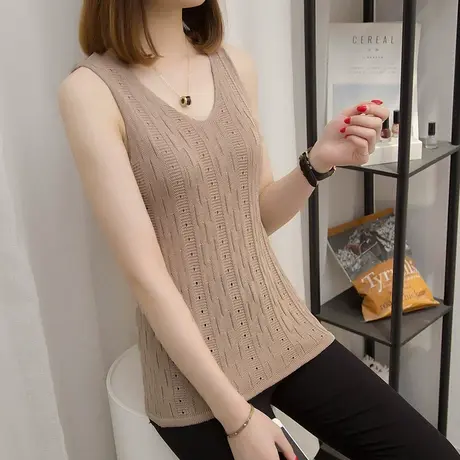 清仓！清仓价格！夏装新款无袖吊带背心女薄款V领针织衫打底衫商品大图