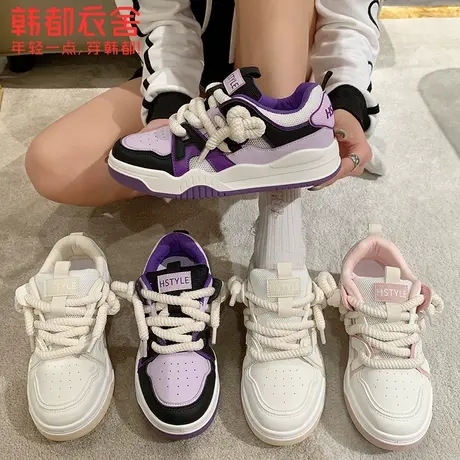 韩都衣舍厚底小白鞋女面包2023夏季新款鞋子女小众运动休闲板鞋潮图片