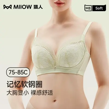猫人性感蕾丝大胸显小内衣女收副乳防下垂蕾丝超薄款软钢圈文胸图片