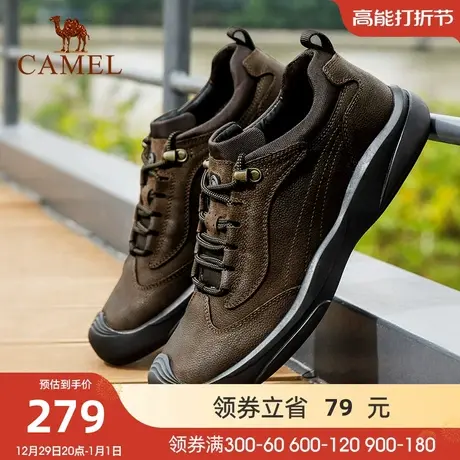 骆驼男鞋春秋户外真皮商务休闲皮鞋软底厚底爸爸绑带户外大头鞋男商品大图