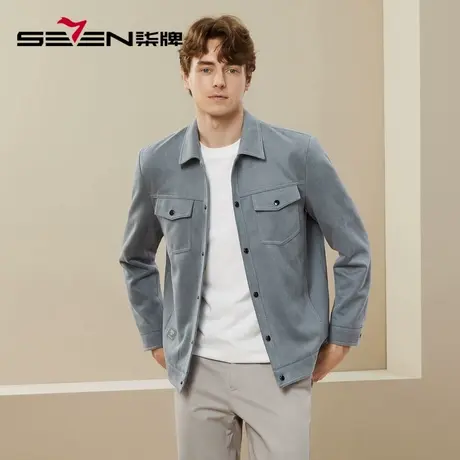 柒牌男装清仓翻领夹克男春季时尚潮流青年工装风纯色休闲外套图片