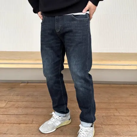 大依无忧大码男装冬款磨毛加厚弹力潮胖子小脚加肥加大男士牛仔裤商品大图
