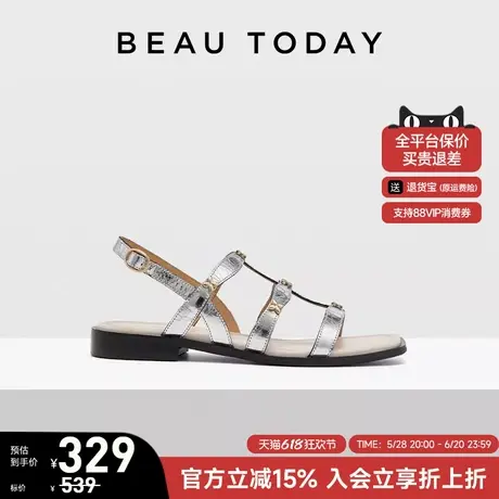 BeauToday方头时尚罗马凉鞋女款夏季时装凉鞋女可外穿猪笼鞋女鞋图片