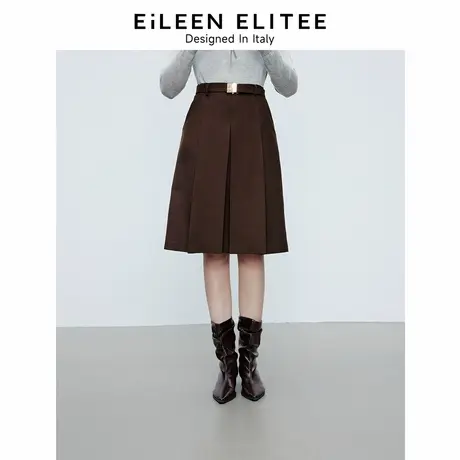 朗姿欧洲EiLEEN ELITEE羊毛高级感咖色短裙2025春新款a字半身裙女图片