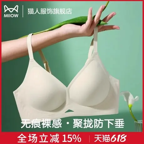 猫人内衣女夏薄款小胸聚拢显大收副乳防下垂无痕美背文胸罩无钢圈商品大图