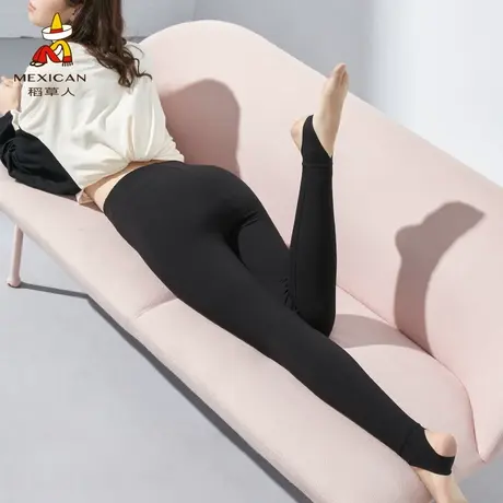 稻草人女士保暖裤高腰打底裤紧身秋裤女踩脚裤显廋百搭含羊毛外穿商品大图