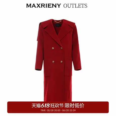 【奥莱】MAXRIENY复古翻领大衣女冬季毛呢外套中长款图片
