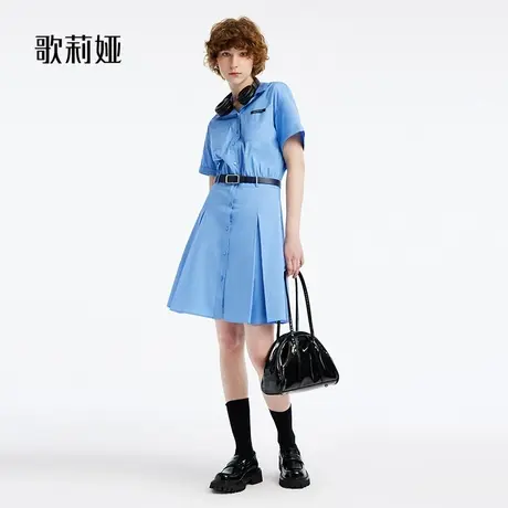 歌莉娅学院风连衣裙女夏季小个子气质显瘦休闲衬衫裙子1B5J4K250图片