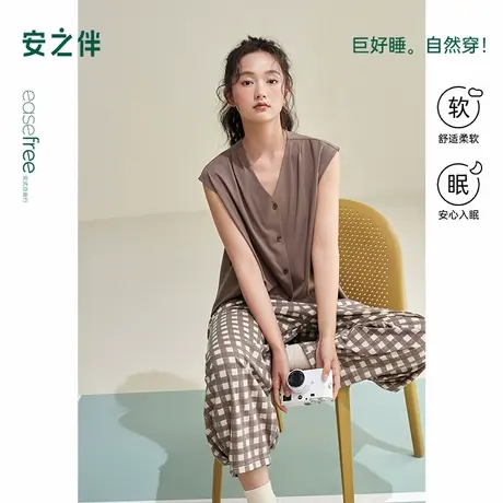 安之伴睡衣女夏季套装2025年新款纯棉休闲背心长裤可外穿家居服商品大图