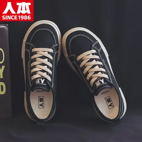 人本2025春秋男士低帮帆布鞋潮鞋透气潮流男鞋情侣款百搭休闲板鞋商品大图