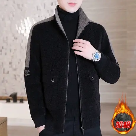 外套男秋冬装男士夹克加绒潮流上衣2023新款休闲百搭成熟稳重毛呢商品大图