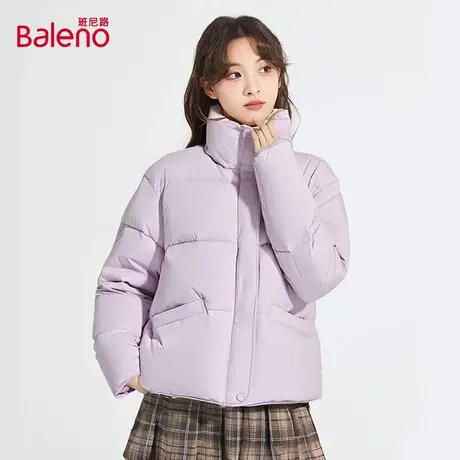 班尼路紫色棉服2025新款冬季女款流行时尚短款设计感面包服上衣Q商品大图