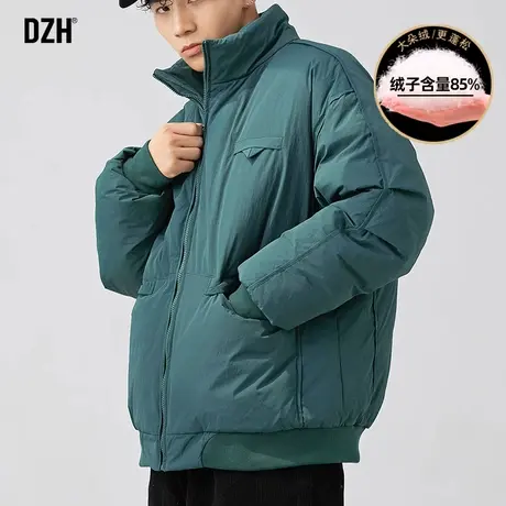 男士绿色90白鸭绒羽绒服男2023年新款冬季潮牌短款加厚外套面包服图片