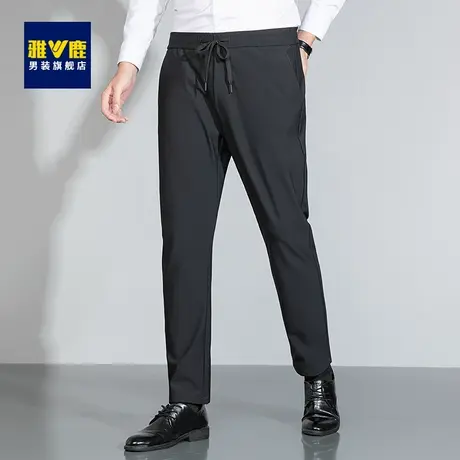 【四面高弹】雅鹿抽绳松紧腰休闲裤男修身商务中年男士通勤运动裤商品大图