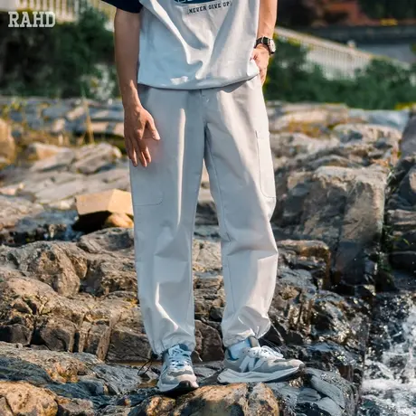 Radiohead浅色休闲裤男宽松潮牌小众2022夏季薄款长裤子流行显瘦商品大图