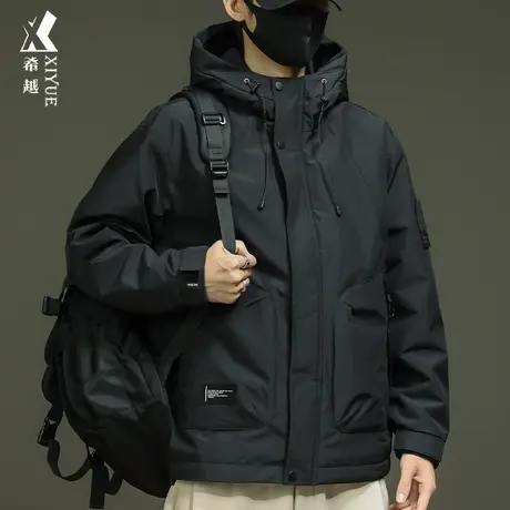 希越连帽工装棉衣男外套冬季宽松大码加厚夹克加棉冲锋衣百搭潮流商品大图