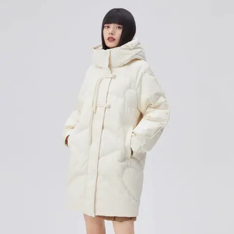 [直播]艾莱依冬装新羽绒服女国潮盘扣时尚连帽中长款加厚洋气外套商品大图