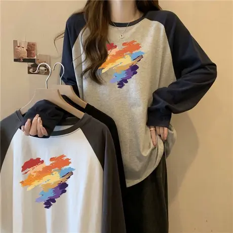 设计感小众别致打底衫女内搭德绒保暖秋冬装插肩长袖T恤加绒加厚图片