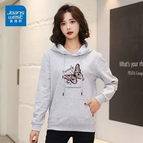 真维斯卫衣女2023春季新款时尚印花长袖上衣休闲宽松外套图片