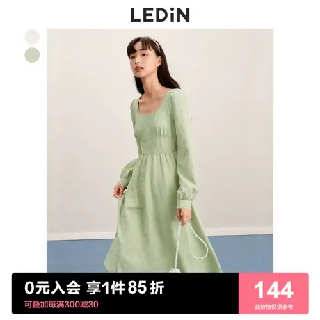 乐町甜美收腰连衣裙2023春季女白色奶系穿搭法式碎花优雅裙子商品大图