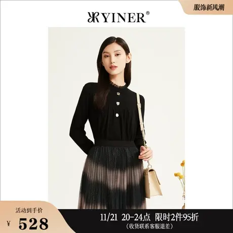 【美丽诺羊毛】YINER音儿线上专选女装冬季立领金葱针织衫商品大图