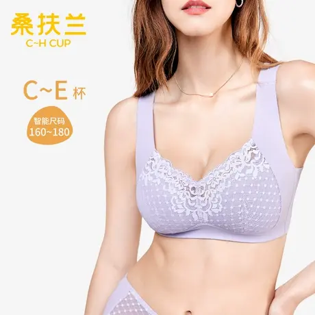 桑扶兰蕾丝无钢圈内衣女背心无痕美背透气薄款文胸大胸显小胸罩图片