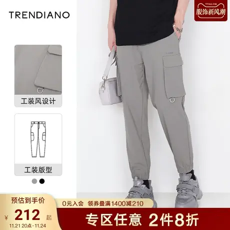 TRENDIANO潮牌官方男装秋季帅气宽松休闲裤男士工装裤束脚九分裤商品大图