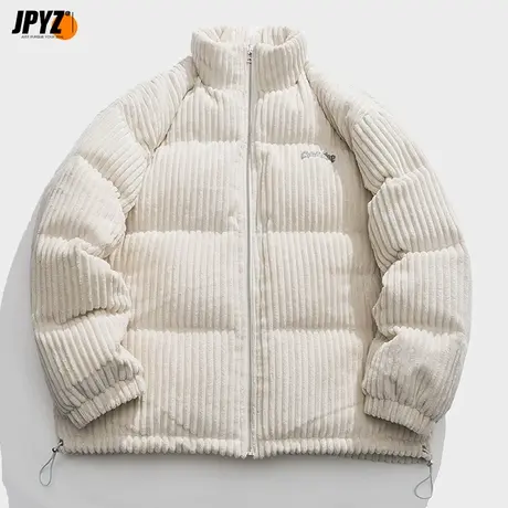 国潮刺绣冬季加厚立领灯芯绒棉服外套男春秋款男潮流宽松青少年图片