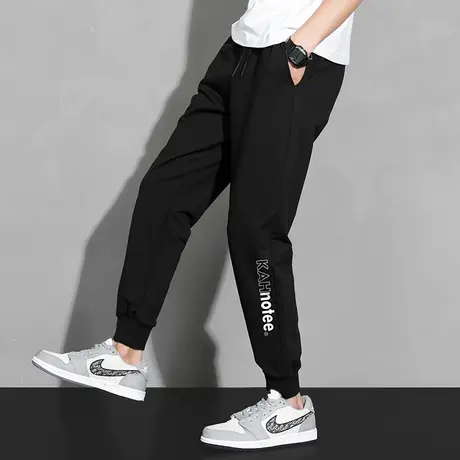 夏季男士长裤子2024新款潮流百搭针织抽绳束脚小脚运动卫裤九分裤商品大图