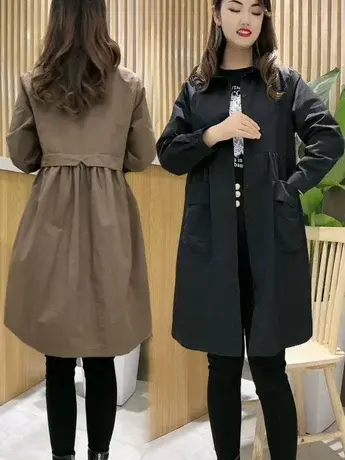 中长款纯色衬衫风衣2023年新款韩版宽松时尚洋气百搭薄款外套女潮图片