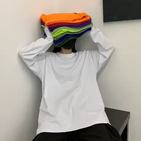 春秋冬季加绒保暖打底衫卫衣叠穿内搭女白色外穿秋衣长袖T恤上衣图片