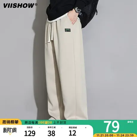 VIISHOW灯芯绒裤子男士春秋季宽松直筒卫裤男生阔腿运动休闲长裤商品大图