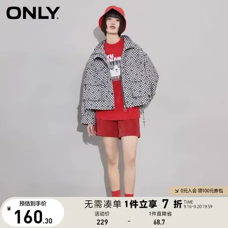 【买4免1】ONLY奥莱夏季潮流满印时尚抽绳宽松工装风短外套女商品大图