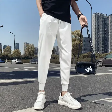 夏季休闲裤九分裤小脚裤薄款空调裤潮流哈伦束脚纯色百搭运动卫裤商品大图